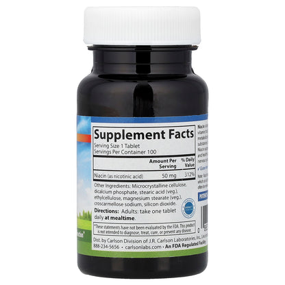 Carlson, Niacin, 50 mg , 100 Tablets