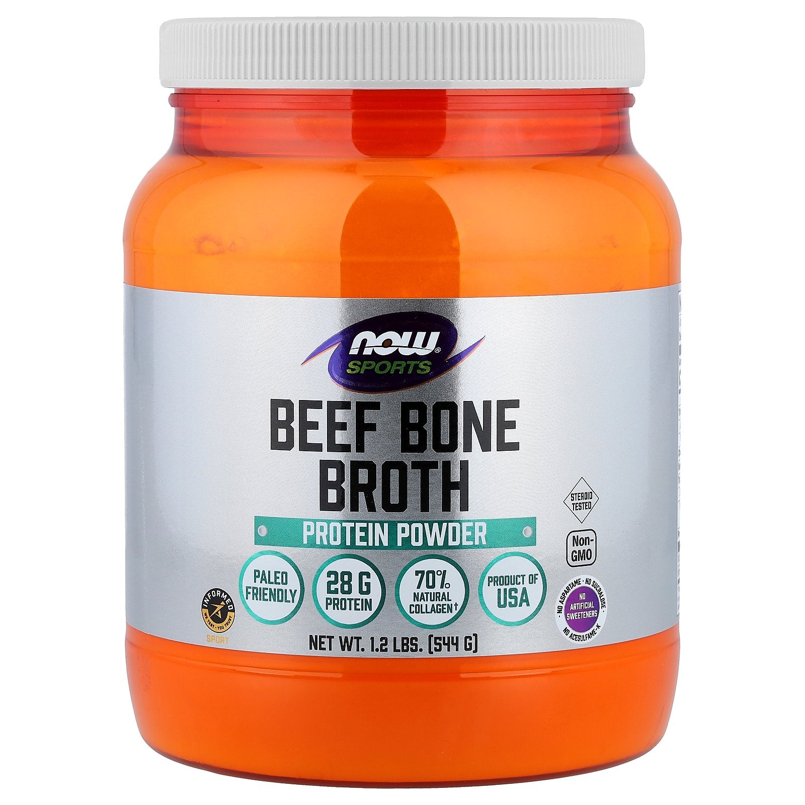 NOW Foods, Sports, Beef Bone Broth Protein Powder, 1.2 lbs (544 g)
