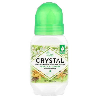 CRYSTAL, Mineral-Enriched Deodorant Roll-On, Vanilla & Jasmine, 2.25 fl oz (66 ml)
