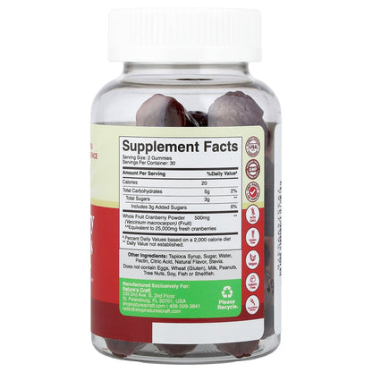 Nature's Craft, Cranberry Gummies, Cranberry, 60 Gummies (250 mg per Gummy)