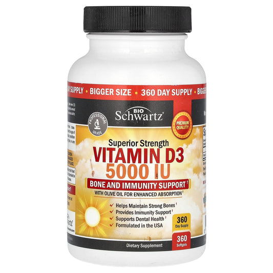 BioSchwartz, Superior Strength, Vitamin D3, 5,000 IU, 360 Softgels