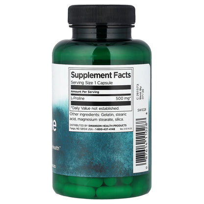 Swanson, L-Proline, 500 mg, 100 Capsules