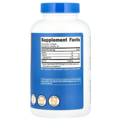 Nutricost, MCT Oil, 150 Softgels (1,000 mg per Softgel)