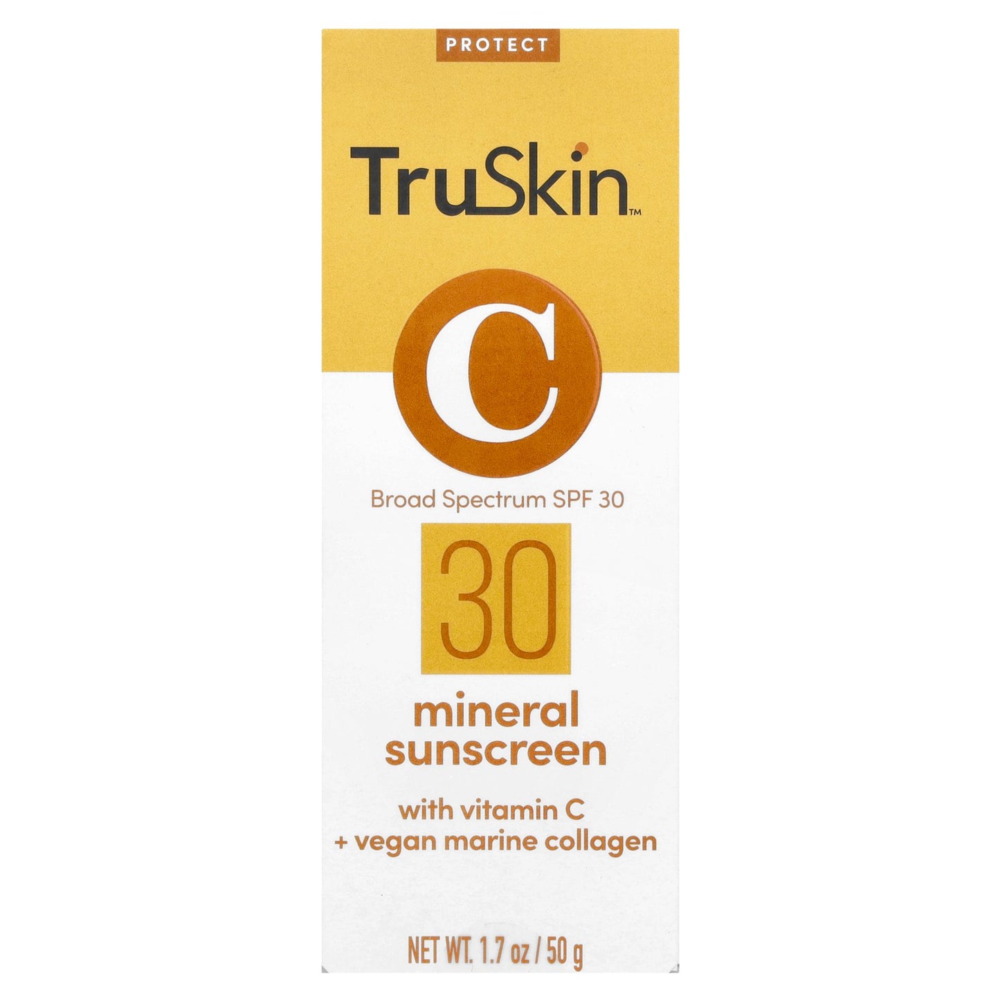 TruSkin, Mineral Sunscreen with Vitamin C + Vegan Marine Collagen, SPF 30, 1.7 oz (50 g)