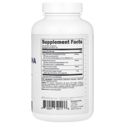 TypeZero, Clean, Ashwagandha Complex, 180 Capsules