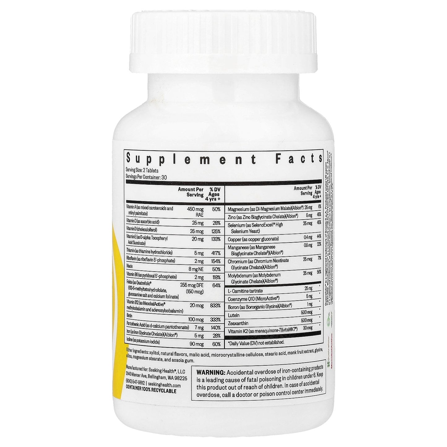 Seeking Health, Kids Multivitamin Chewable, Ages 4 and Up, 60 Chewable Tablets