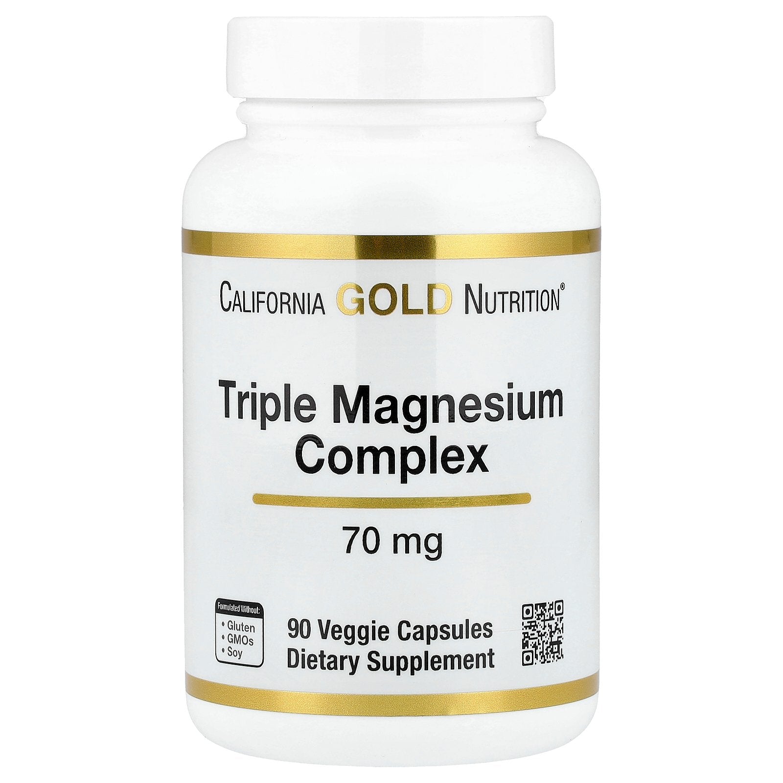 California Gold Nutrition, Triple Magnesium Complex, 70 mg , 90 Veggie Capsules