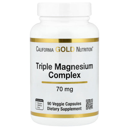 California Gold Nutrition, Triple Magnesium Complex, 70 mg , 90 Veggie Capsules