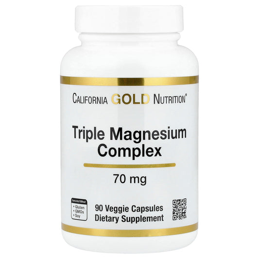 California Gold Nutrition, Triple Magnesium Complex, 70 mg , 90 Veggie Capsules