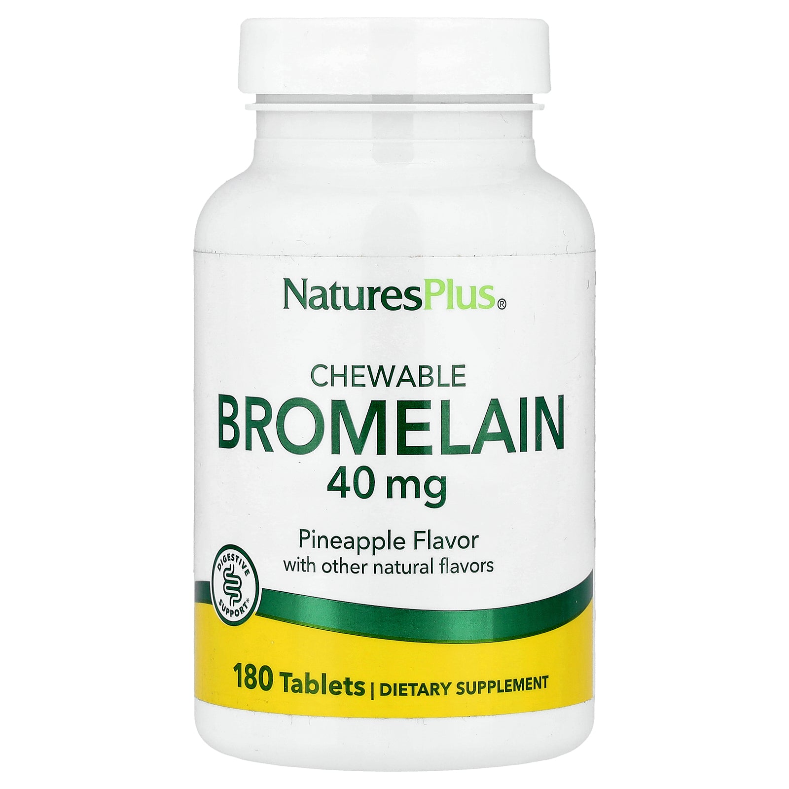 NaturesPlus, Chewable Bromelain, Pineapple, 40 mg, 180 Tablets