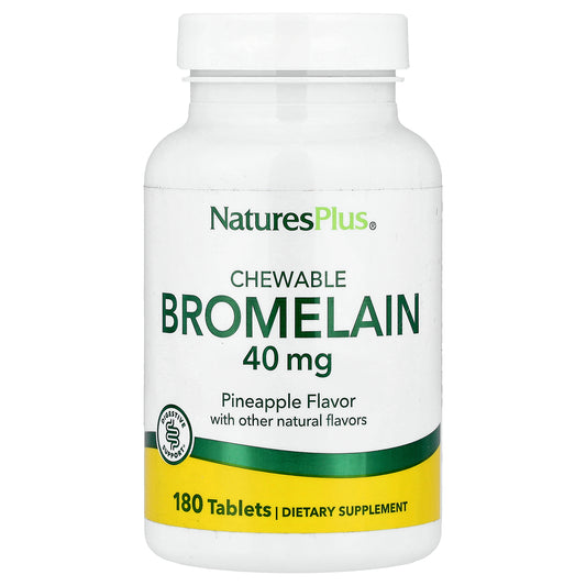 NaturesPlus, Chewable Bromelain, Pineapple, 40 mg, 180 Tablets