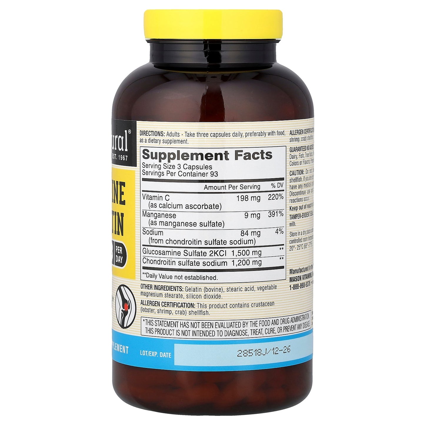 Mason Natural, Glucosamine Chondroitin, 280 Capsules