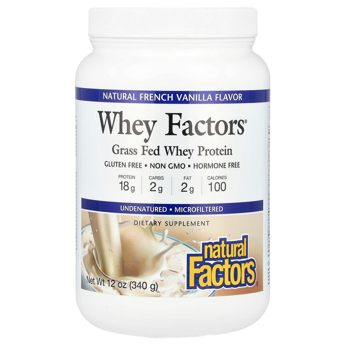 Natural Factors, Whey Factors, Grass Fed Whey Protein, Natural French Vanilla, 12 oz (340 g)