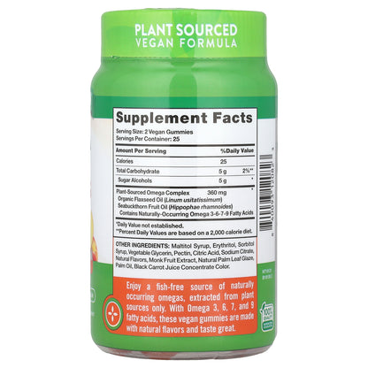 Nature's Truth, Vegan Omega 3-6-7-9 Gummies, Natural Peach, 50 Gummies