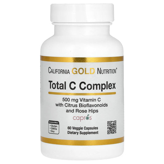 California Gold Nutrition, Total C Complex with Ascorbic Acid, Amla Extract, Citrus Bioflavonoids & Rose Hip Extract, 500 mg, 60 Veggie Capsules
