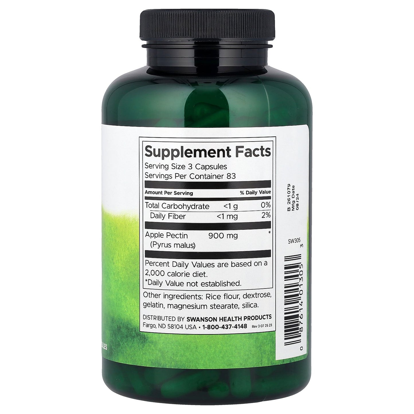 Swanson, Apple Pectin, 300 mg, 250 Capsules