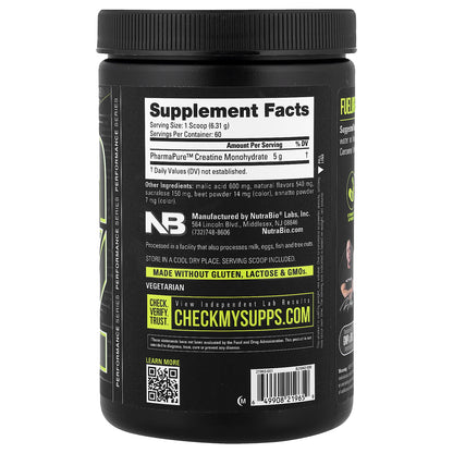 NutraBio, Micronized Creatine Monohydrate, Paradise Punch, 13.3 oz (378 g)