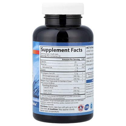 Carlson, MCT & Omega-3 with Coconut & Fish Oil, 60 Soft Gels