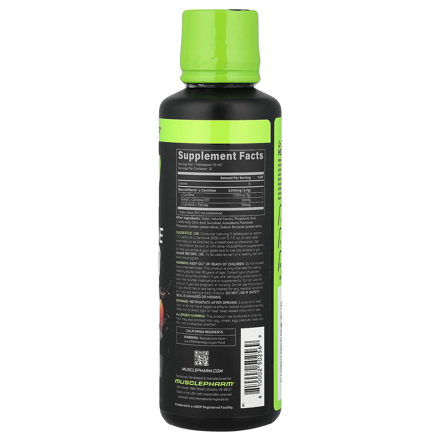 MusclePharm, Select L-Carnitine 3000, Peach Nectarine, 16 fl oz (480 ml)
