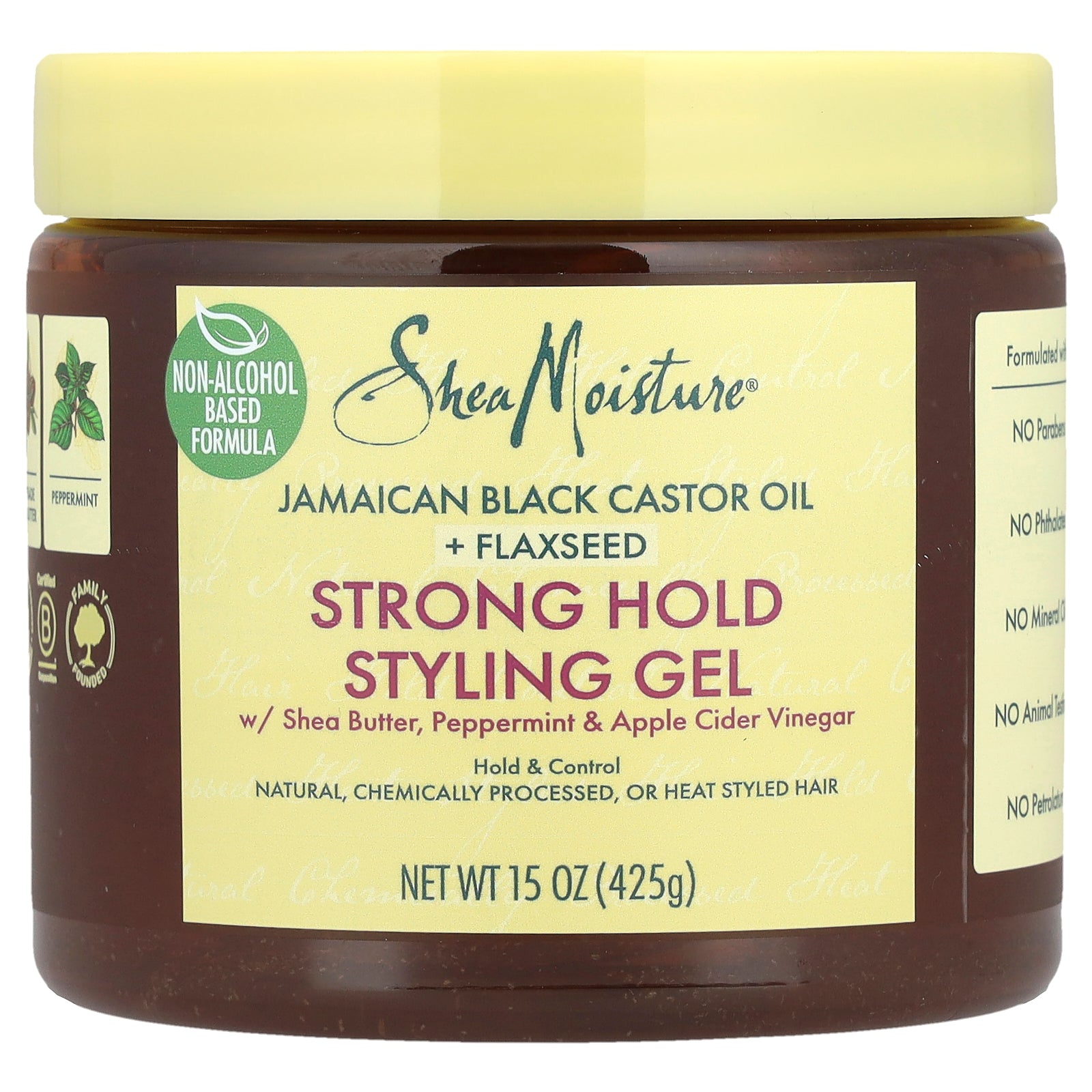 SheaMoisture, Strong Hold Styling Gel, Shea Butter, Peppermint & Apple Cider Vinegar, 15 oz (425 g)