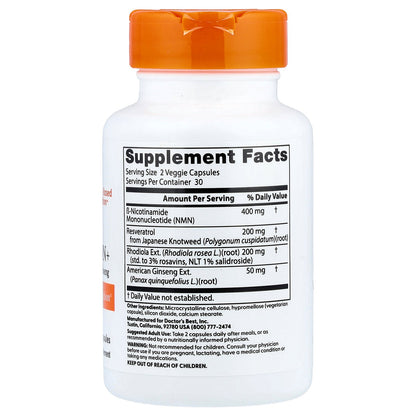 Doctor's Best, NMN+, 60 Veggie Capsules