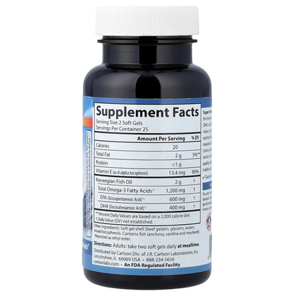 Carlson, Wild Caught Super Omega-3 Gems®, 50 Soft Gels