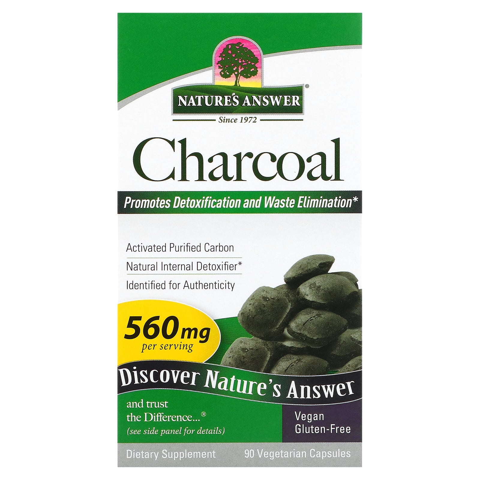 Nature's Answer, Charcoal, 560 mg, 90 Vegetarian Capsules (280 mg per Capsule)