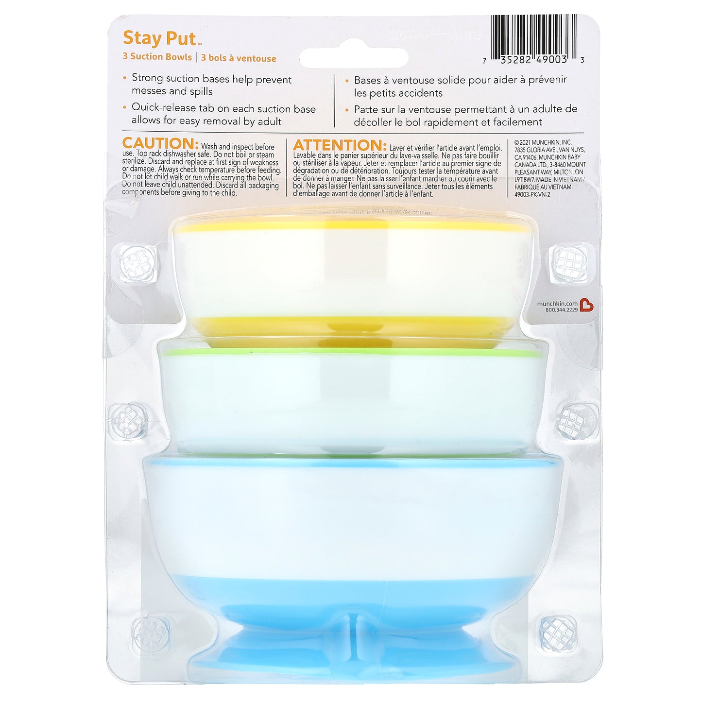 Munchkin, Stay Put™, Suction Bowls, 6 Months+, 3 Count