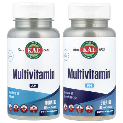 KAL, Multivitamin, Morning & Evening, 2 Pack, 60 Tablets Each