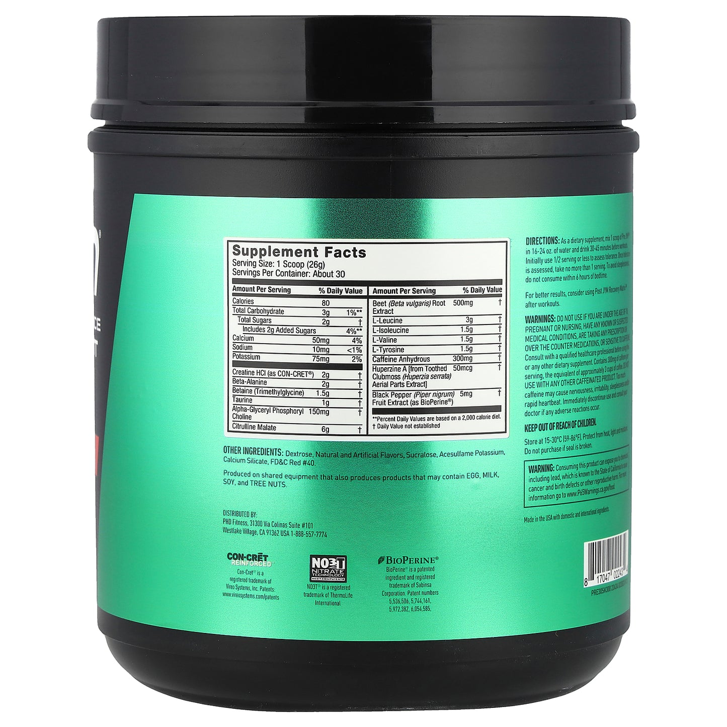 JYM Supplement Science, Pre JYM®, High-Performance Pre-Workout, Strawberry Kiwi, 1.7 lbs (780 g)