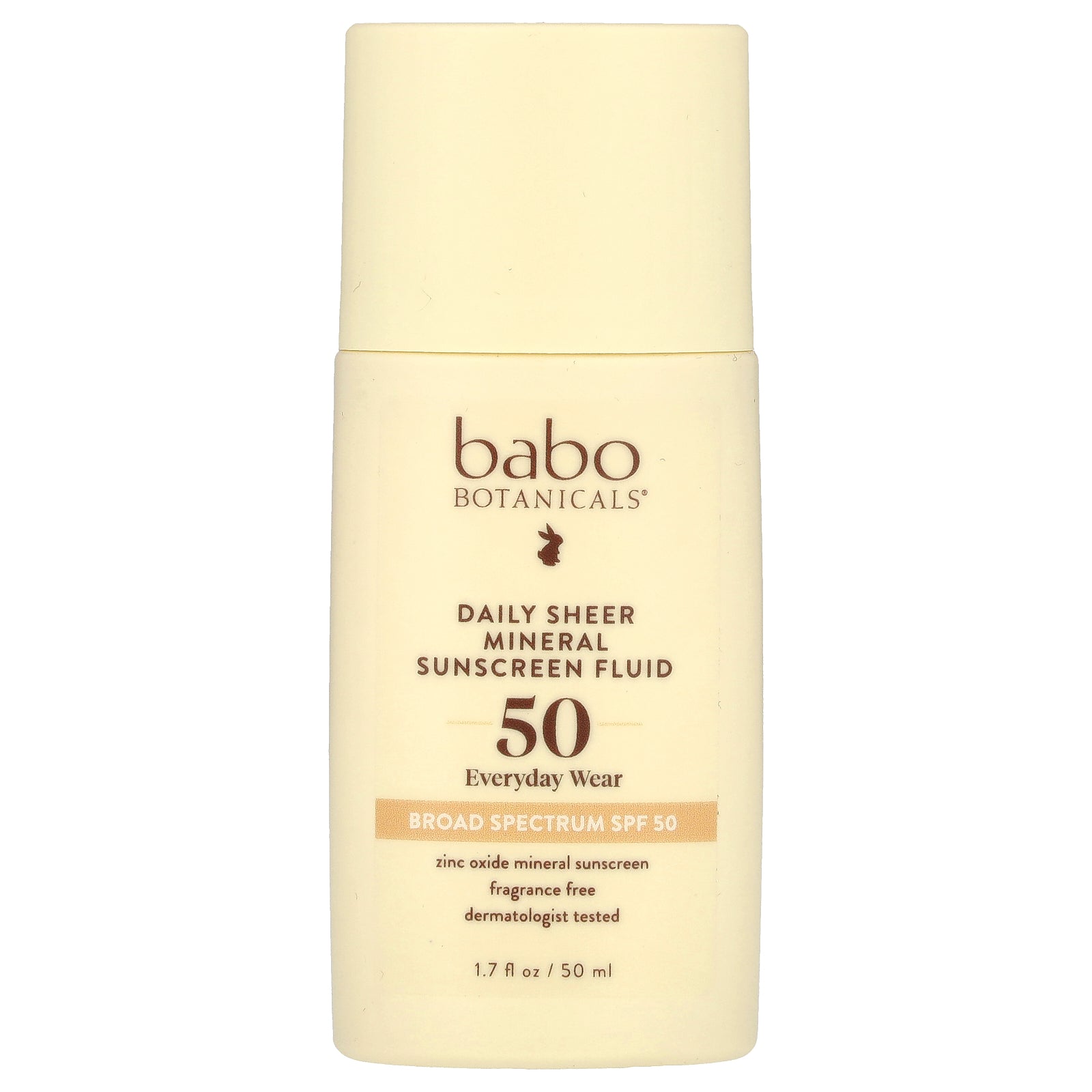Babo Botanicals, Daily Sheer Mineral Sunscreen Fluid, SPF 50, Fragrance Free, 1.7 fl oz (50 ml)