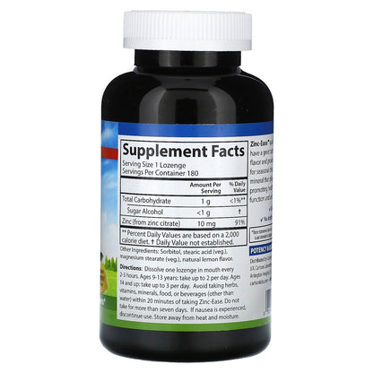 Carlson, Zinc-Ease Soothing Lozenge, Natural Lemon, 180 Lozenges (10 mg Per Lozenge)