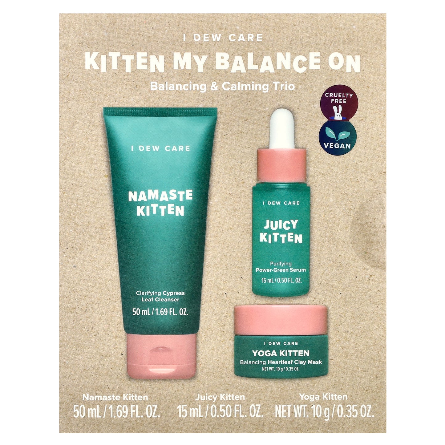 I Dew Care, Kitten My Balance On, Balancing & Calming Trio, 3 Piece Set