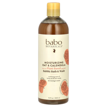 Babo Botanicals, Bubble Bath & Wash, Moisturizing Oat & Calendula, 15 fl oz (450 ml)