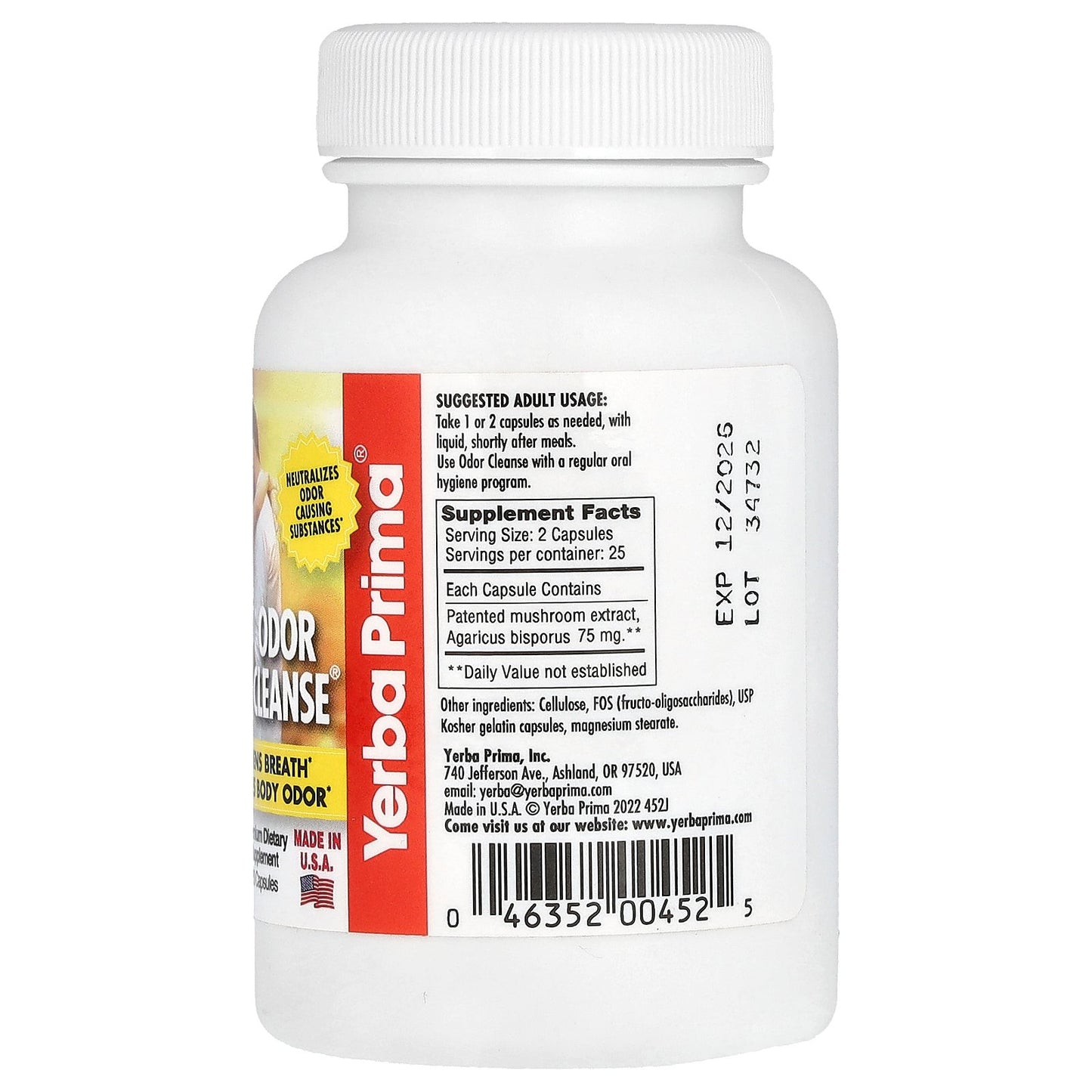 Yerba Prima, Odor Cleanse, 50 Capsules (75 mg per Capsule)