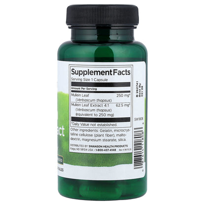 Swanson, Mullein Leaf Extract, Standardized, 250 mg, 60 Capsules