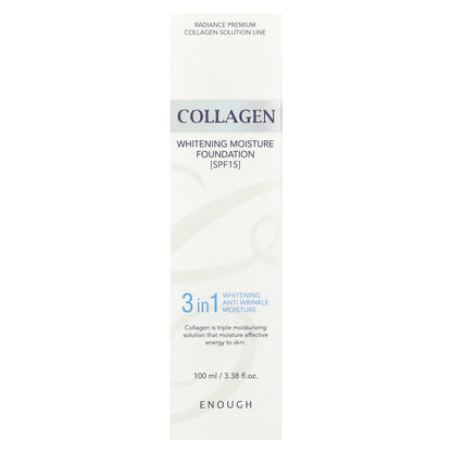 Enough, Collagen, Whitening Moisture Foundation, SPF 15, #21, 3.38 fl oz (100 ml)