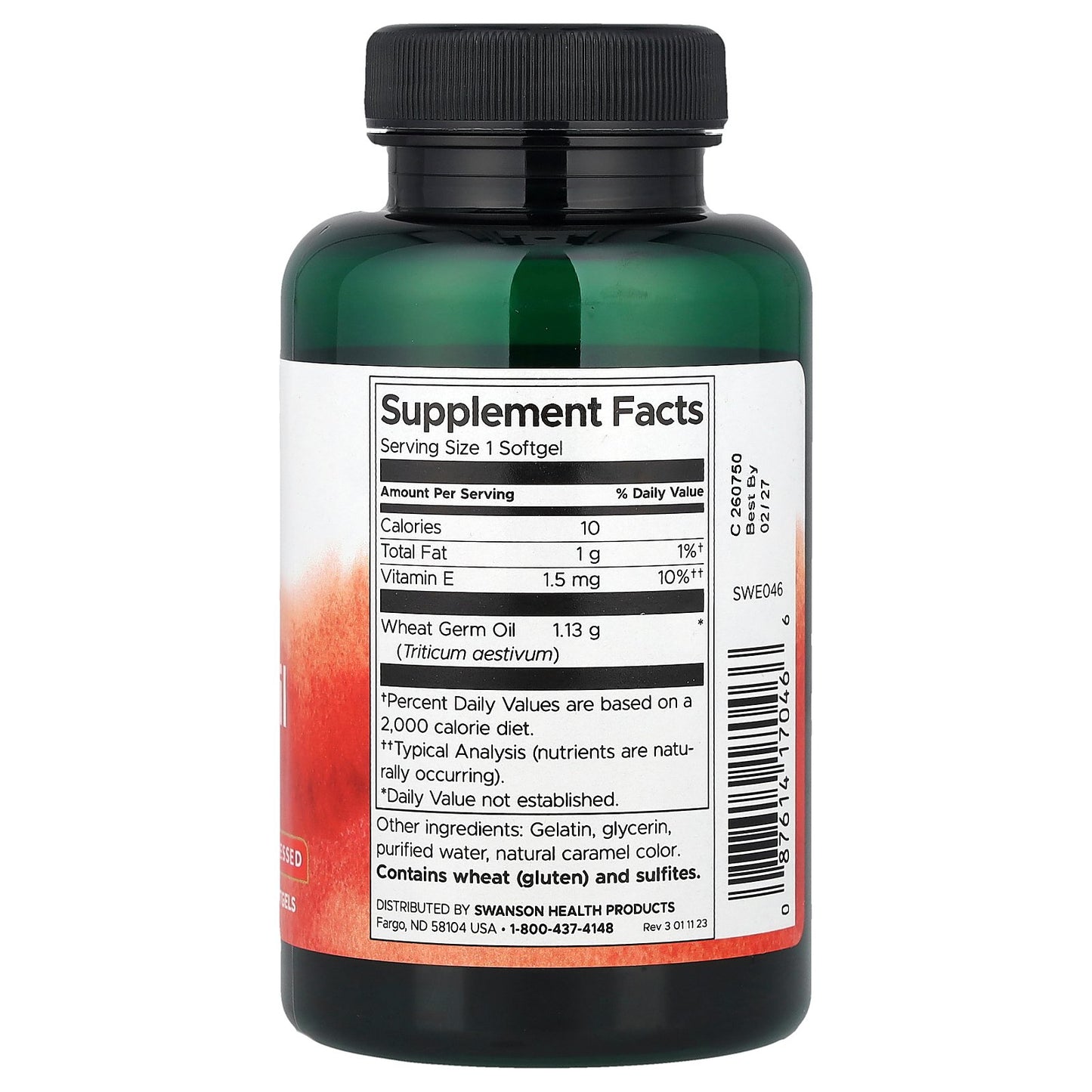 Swanson, Wheat Germ Oil, Cold Pressed, 1,130 mg, 60 Softgels