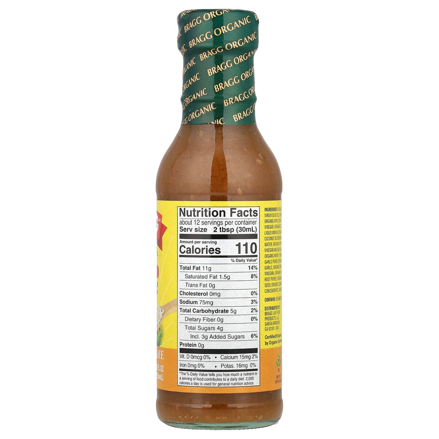 Bragg, Organic Dressing & Marinade with Apple Cider Vinegar, Ginger & Sesame, 12 fl oz (354 ml)