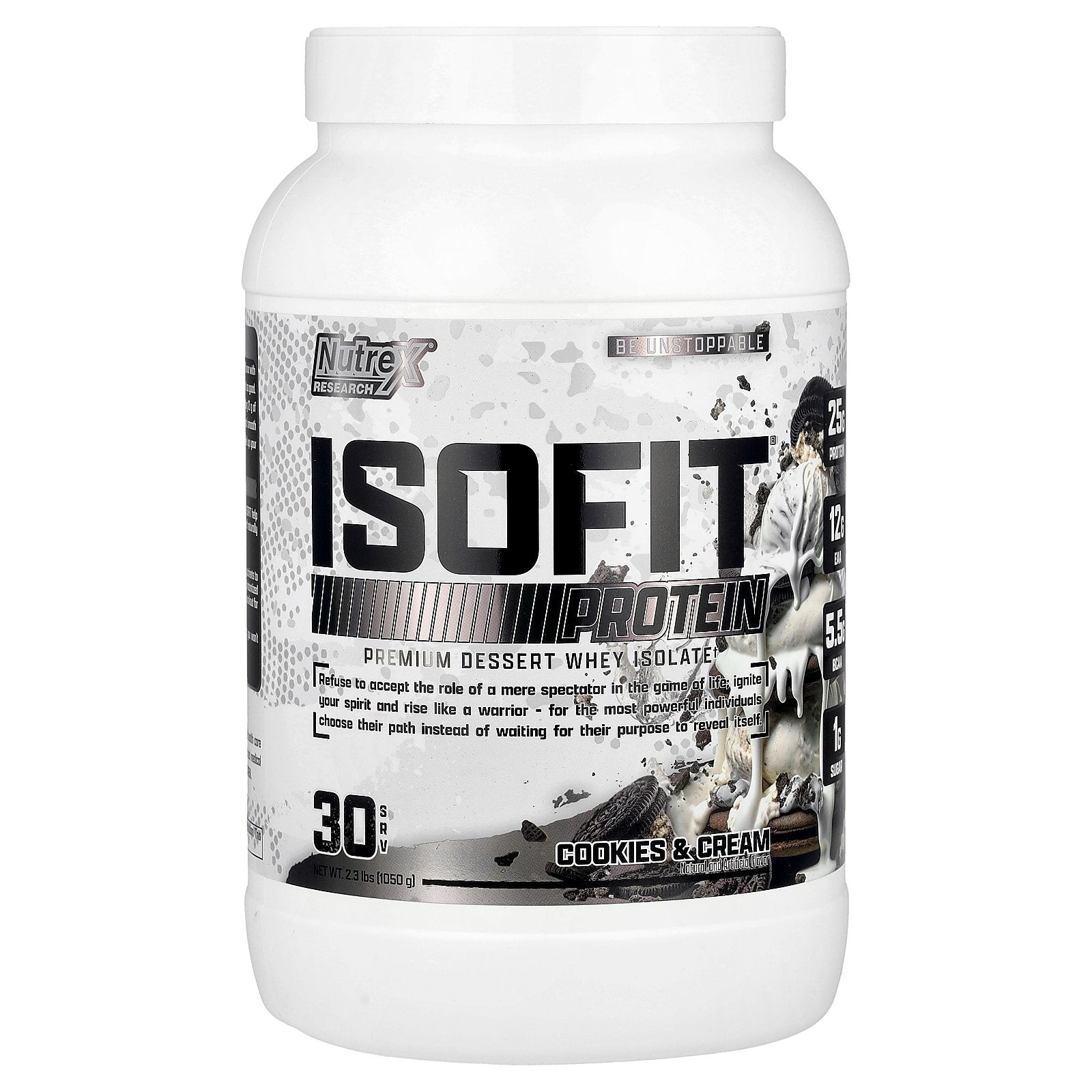 Nutrex Research, IsoFit® Protein, Premium Dessert Isolate, Cookies & Cream, 2.3 lbs (1,050 g)