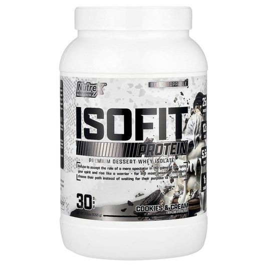 Nutrex Research, IsoFit® Protein, Premium Dessert Isolate, Cookies & Cream, 2.3 lbs (1,050 g)