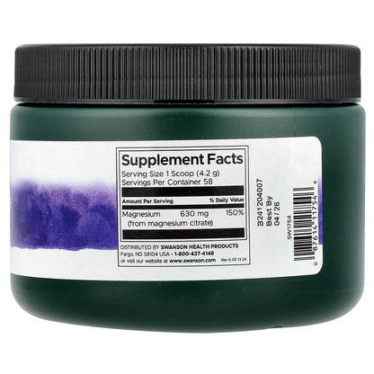 Swanson, 100% Pure Magnesium Citrate Powder, Unflavored, 8.6 oz (244 g)
