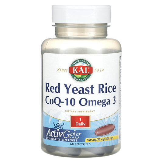 KAL, Red Yeast Rice, CoQ-10, Omega 3, 60 Softgels