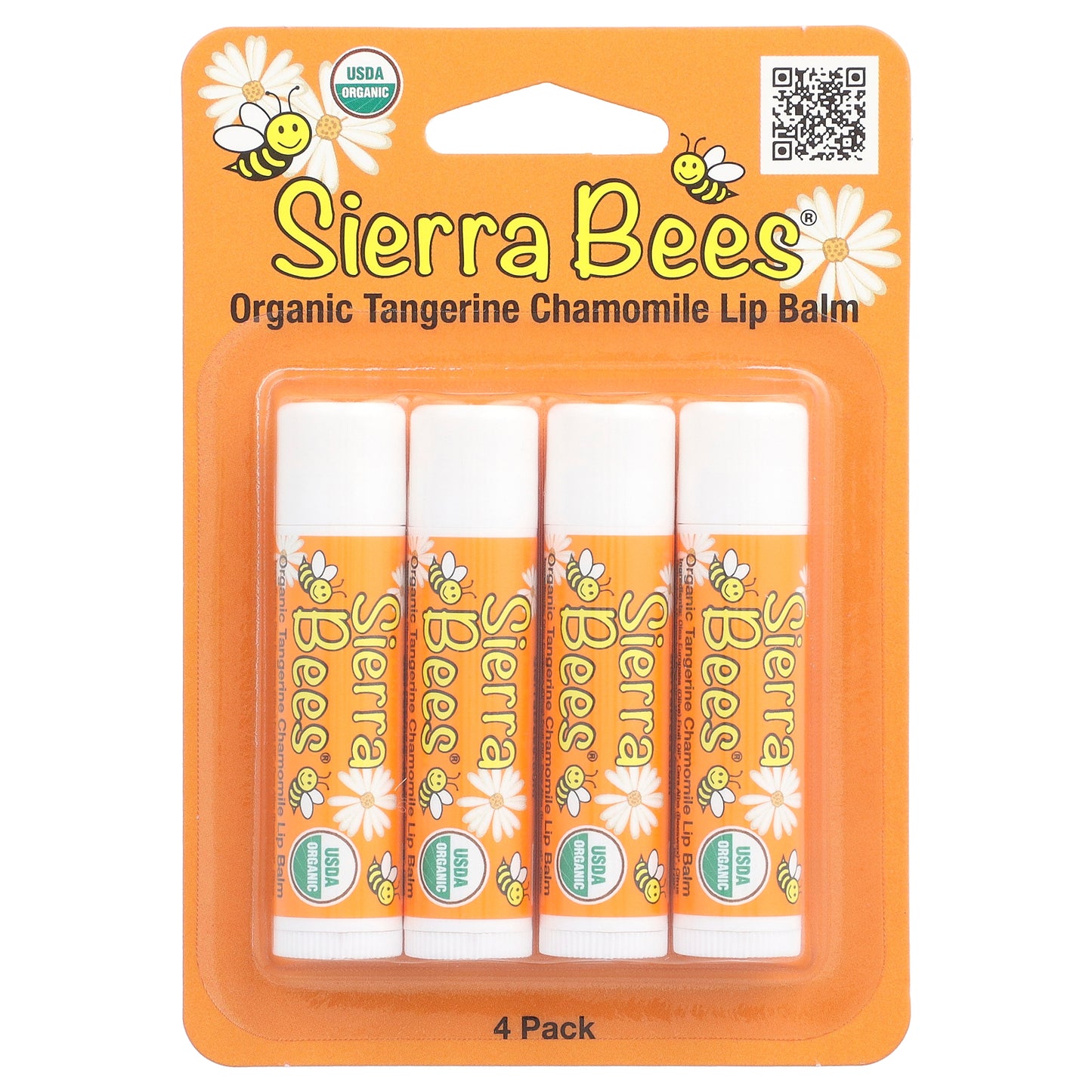 Sierra Bees, Organic Lip Balms, Tangerine Chamomile, 4 Pack, 0.15 oz (4.25 g) Each