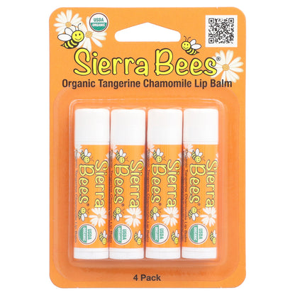 Sierra Bees, Organic Lip Balms, Tangerine Chamomile, 4 Pack, 0.15 oz (4.25 g) Each