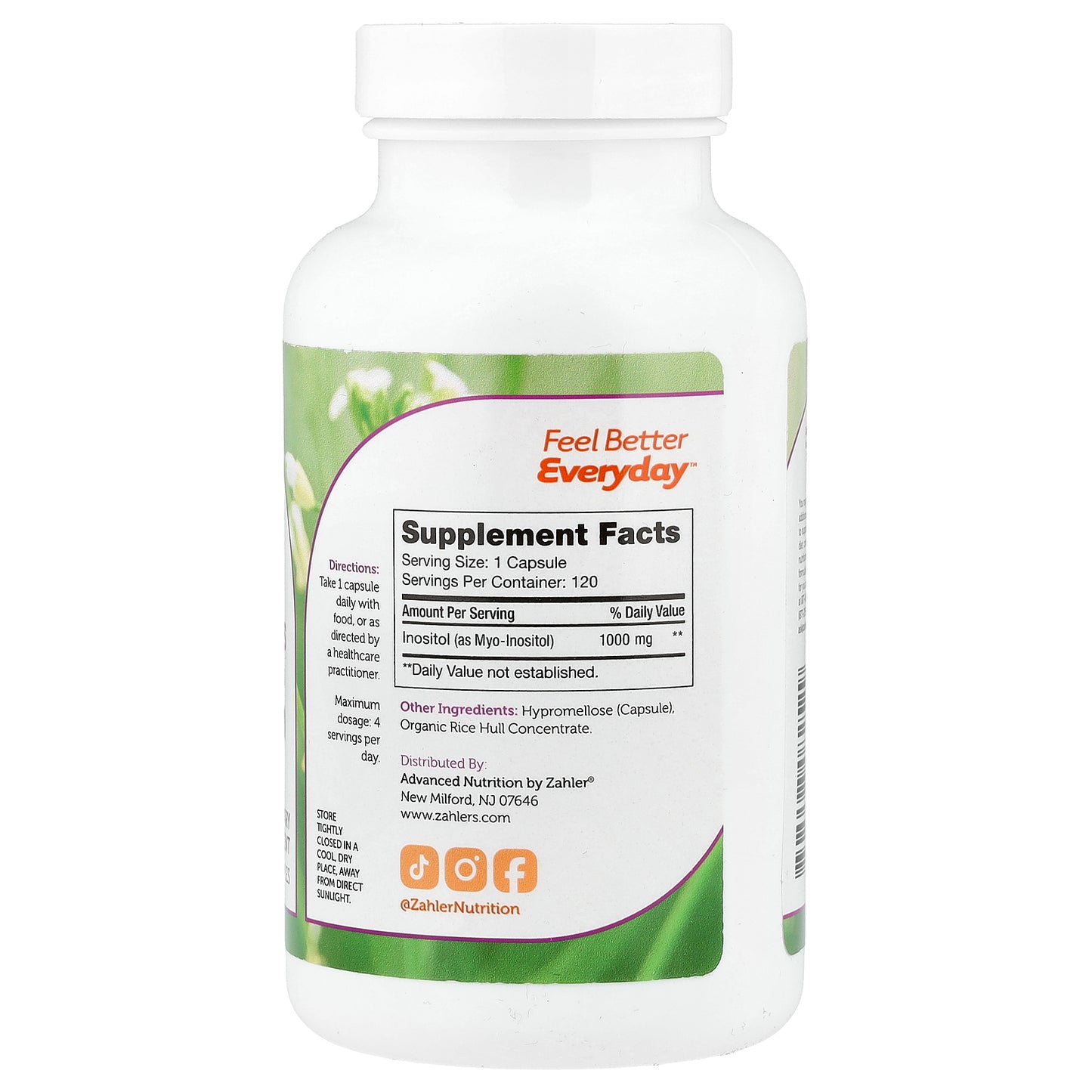 Zahler, Inositol, 1,000 mg , 120 Capsules