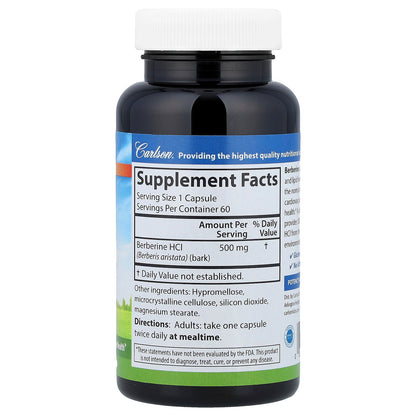 Carlson, Berberine, 500 mg, 60 Vegetarian Capsules