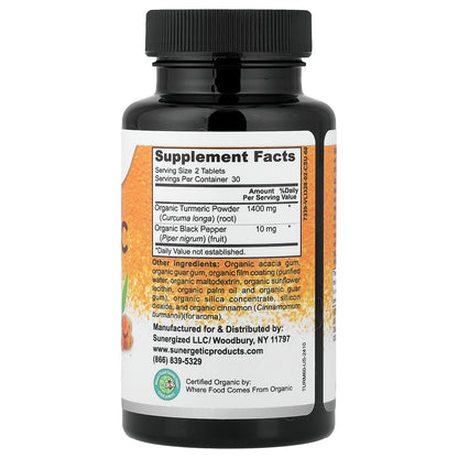Sunergetic, Organic Turmeric, 60 Tablets