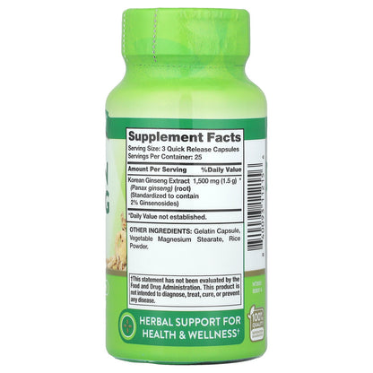 Nature's Truth, Korean Ginseng, 75 Quick Release Capsules (500 mg per Capsule)