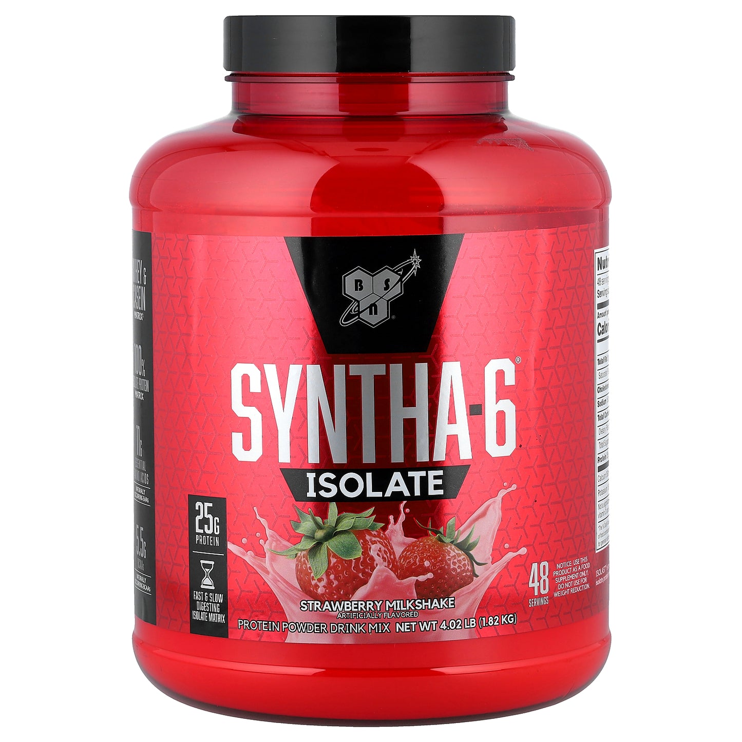 BSN, Syntha-6® Isolate, Protein Powder Drink Mix, Strawberry Milkshake, 4.02 lbs (1.82 kg)